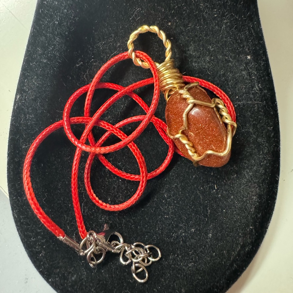 Goldstone wire wrapped necklace New
